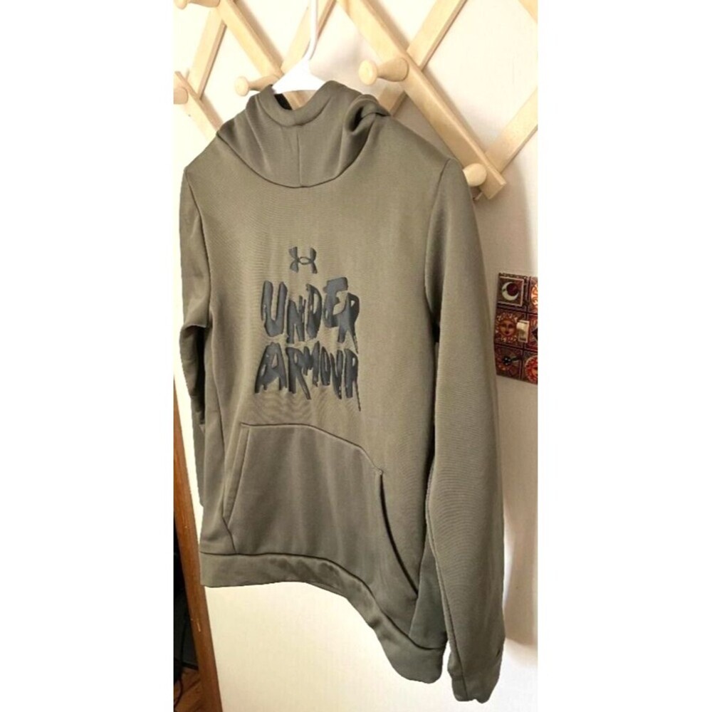 Under Armour Dark Green Hoodie Kids Pullover Size YLG 25x16 - Picture 2 of 10
